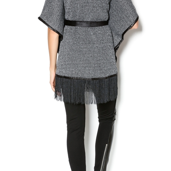 Double Zero Waist Tie Fringe Jacket Cardigan Wrap Size S - Picture 3 of 5